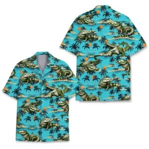 Alligator Tropical Beach Palm Tree Hawaiian Shirt