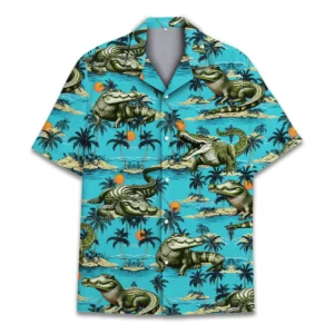 Alligator Tropical Beach Palm Tree Hawaiian Shirt