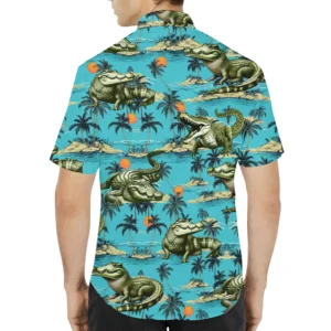 Alligator Tropical Beach Palm Tree Hawaiian Shirt