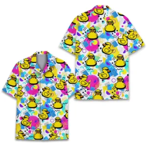 Cool Rubber Duck Memphis Pattern Hawaiian Shirt