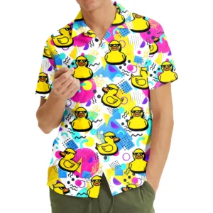 Cool Rubber Duck Memphis Pattern Hawaiian Shirt