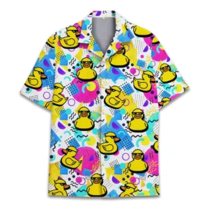 Cool Rubber Duck Memphis Pattern Hawaiian Shirt
