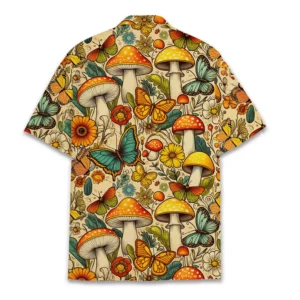Cottagecore Fungi Butterfly Meadow Print Hawaiian Shirt