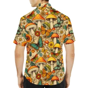 Cottagecore Fungi Butterfly Meadow Print Hawaiian Shirt