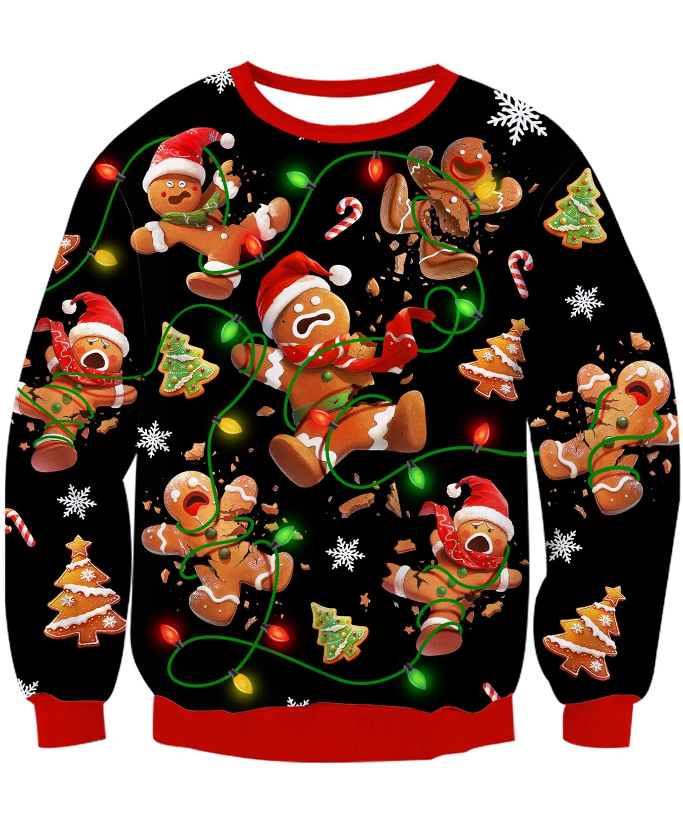 Gingerbread Mayhem Lights Christmas Ugly Sweatshirt