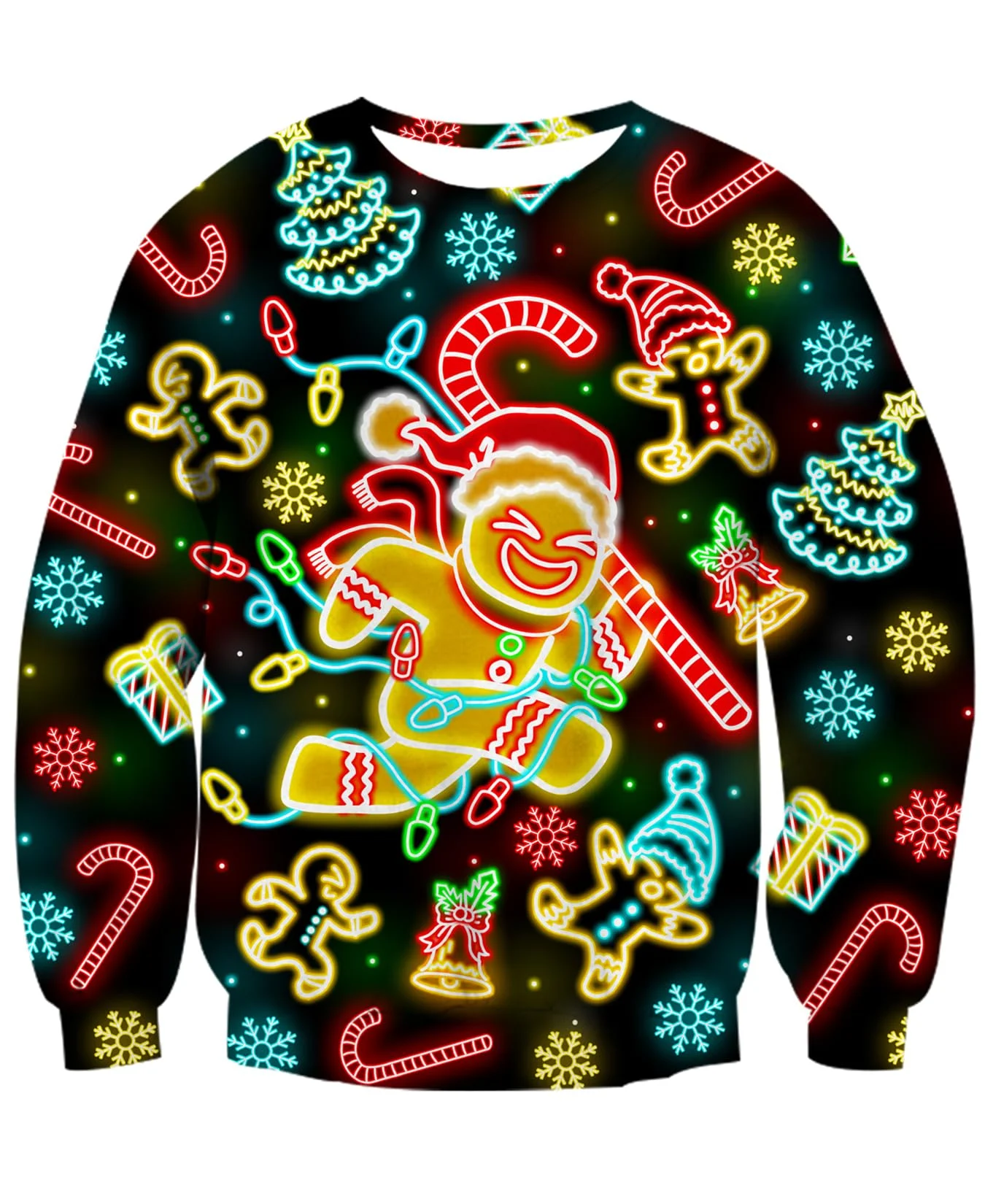 Flamingo Couple Christmas Lights Candy Cane Ugly Sweatshirt