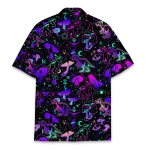 Neon Dinosaur Mushroom Hawaiian Shirt