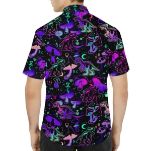 Neon Dinosaur Mushroom Hawaiian Shirt