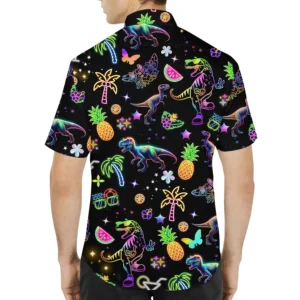 Neon Dinosaur Tropical Party Hawaiian Shirt