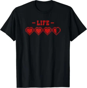 Retro 2D Gaming Life Bar Heart T-Shirt